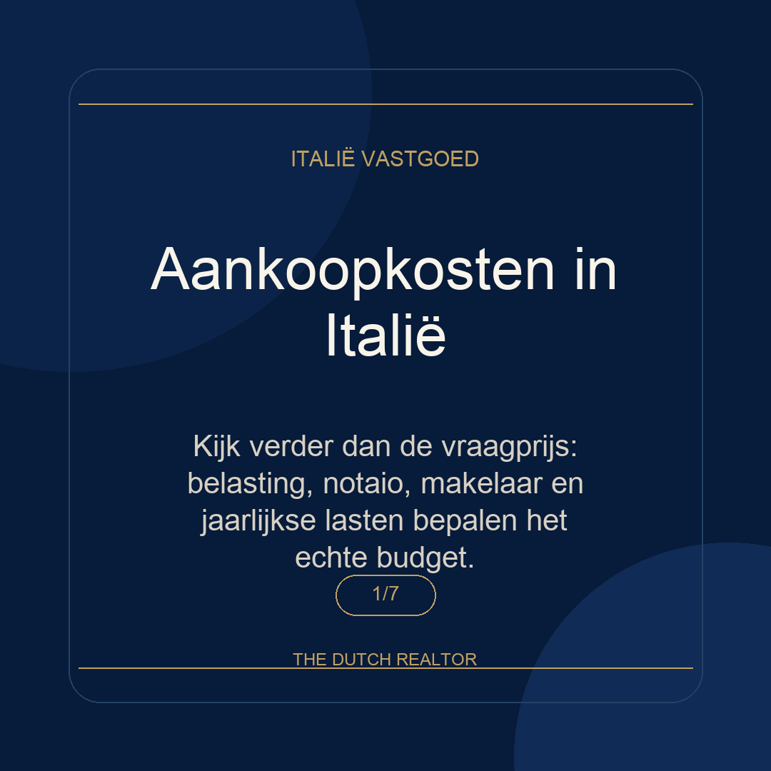 The Dutch Realtor carousel over aankoopkosten bij vastgoed in Italië